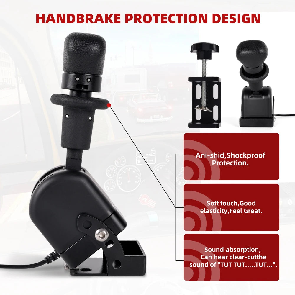 RASTP-New USB SIM Handbrake with Mounting Clip ETS2 American and European PC Racing Game Simulator Air Brake for G20 G27 G29